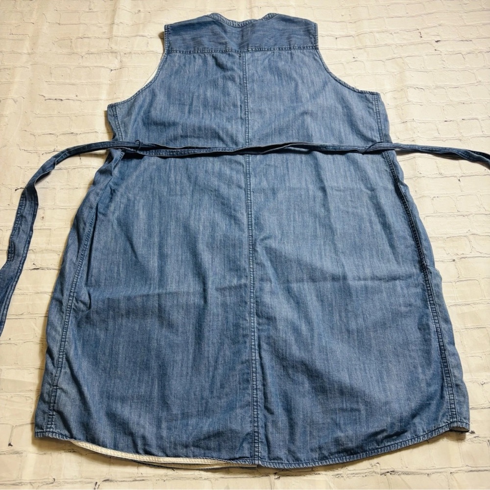 J. Crew 2X Shirt Dress Chambray Blue Tie Waist Belted Button Front Crew Neck - Picture 12 of 12